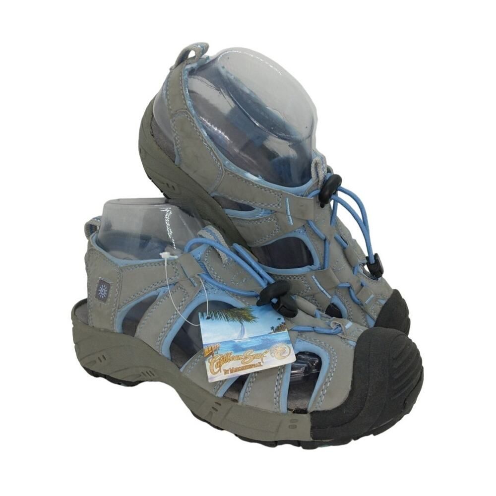 Caribbean Soul Womens NEW w/Tags Gray w/Blue Accents Sport Sandals - sz. 7 HOT!!